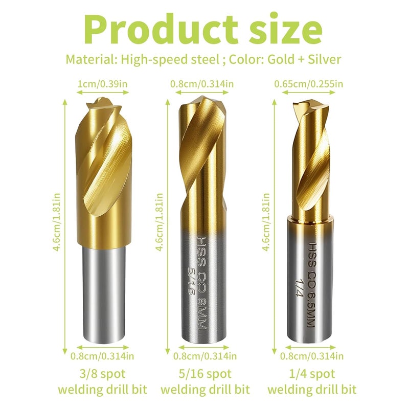 KAKILFOB 13-Pack Spot Weld Cutter Sets Double Sided, 3/8" 5/16" HSS Spot Weld Cutter Remover Drill Bits Hex Sheet Metal Hole Cutter Remover for Power Drill Spot Welding - Image 3
